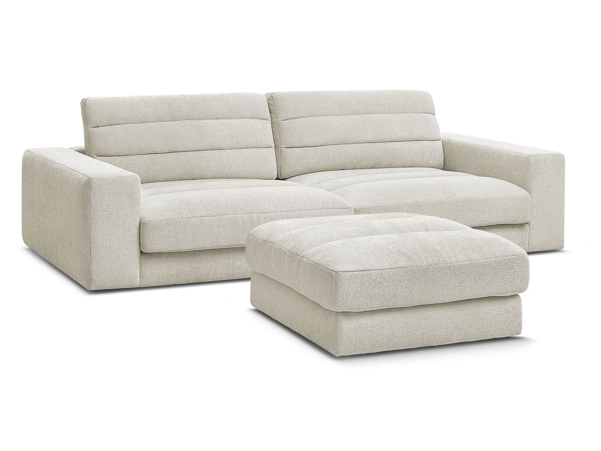 SIERRA vaste 3-zits rechte bank in structuurstof met voetenbank