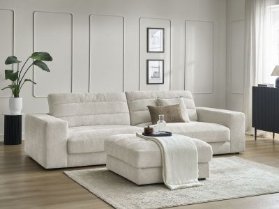 Canapé droit fixe 3 places SIERRA tissu texturé avec pouf
