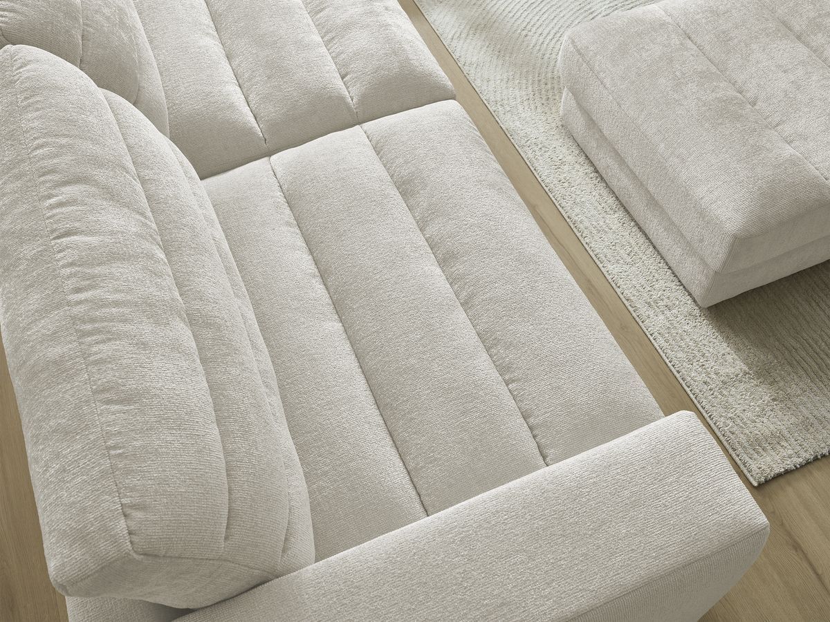 SIERRA vaste 3-zits rechte bank in structuurstof met voetenbank