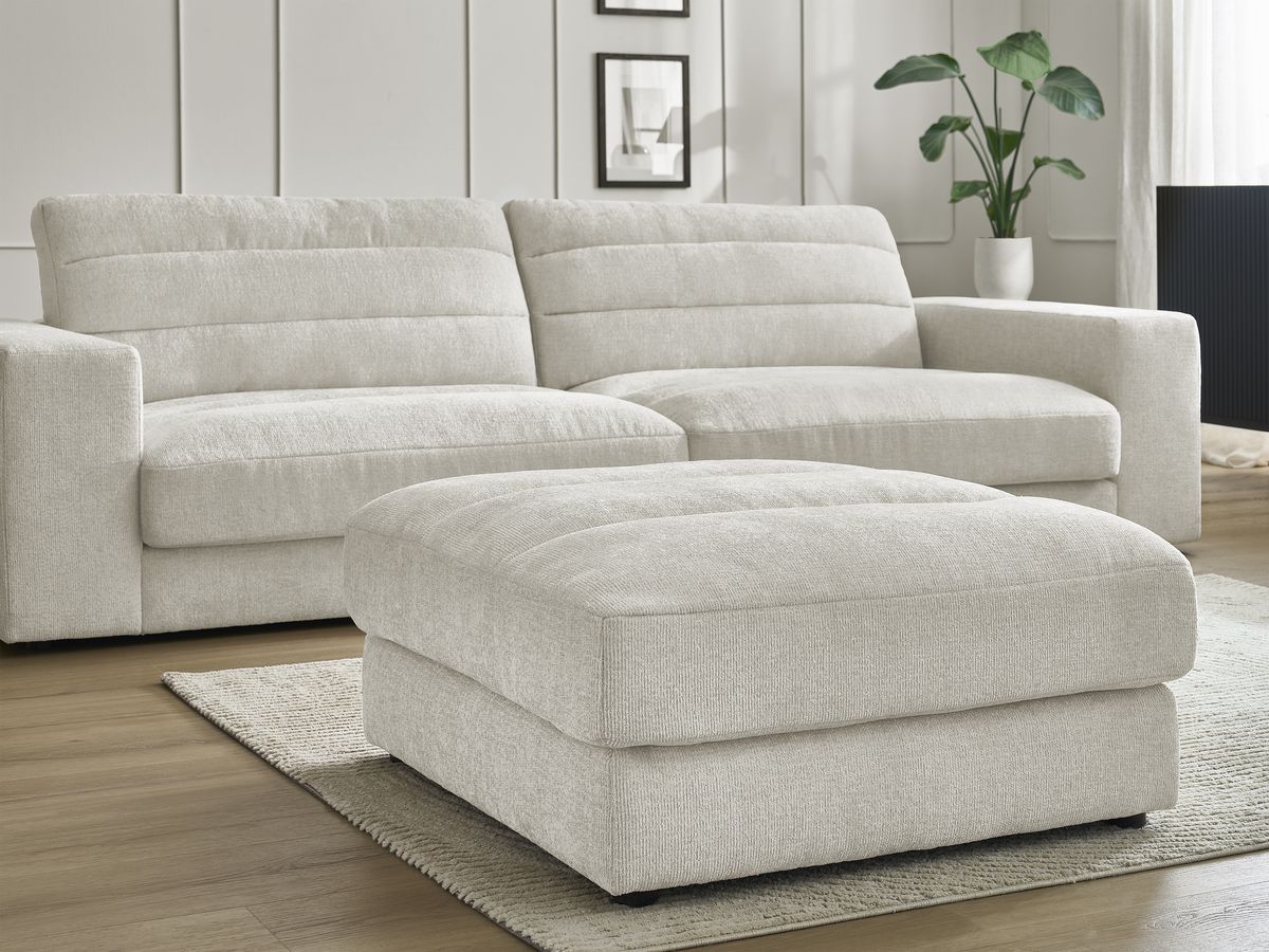 SIERRA vaste 3-zits rechte bank in structuurstof met voetenbank