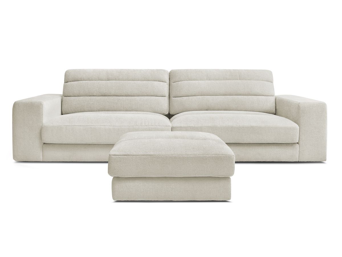 SIERRA vaste 3-zits rechte bank in structuurstof met voetenbank