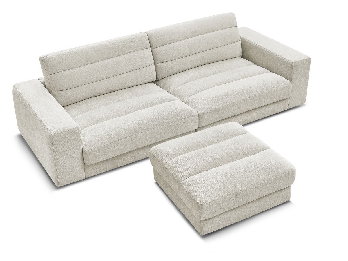 SIERRA vaste 3-zits rechte bank in structuurstof met voetenbank