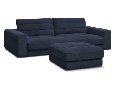 Canapé droit fixe 3 places SIERRA tissu texturé avec pouf