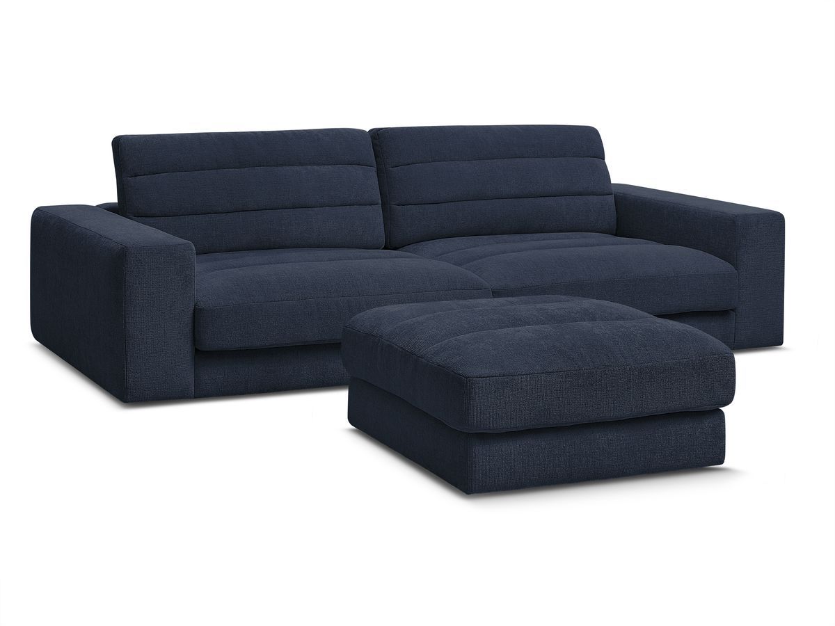 SIERRA vaste 3-zits rechte bank in structuurstof met voetenbank