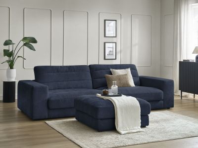 Canapé droit fixe 3 places SIERRA tissu texturé avec pouf