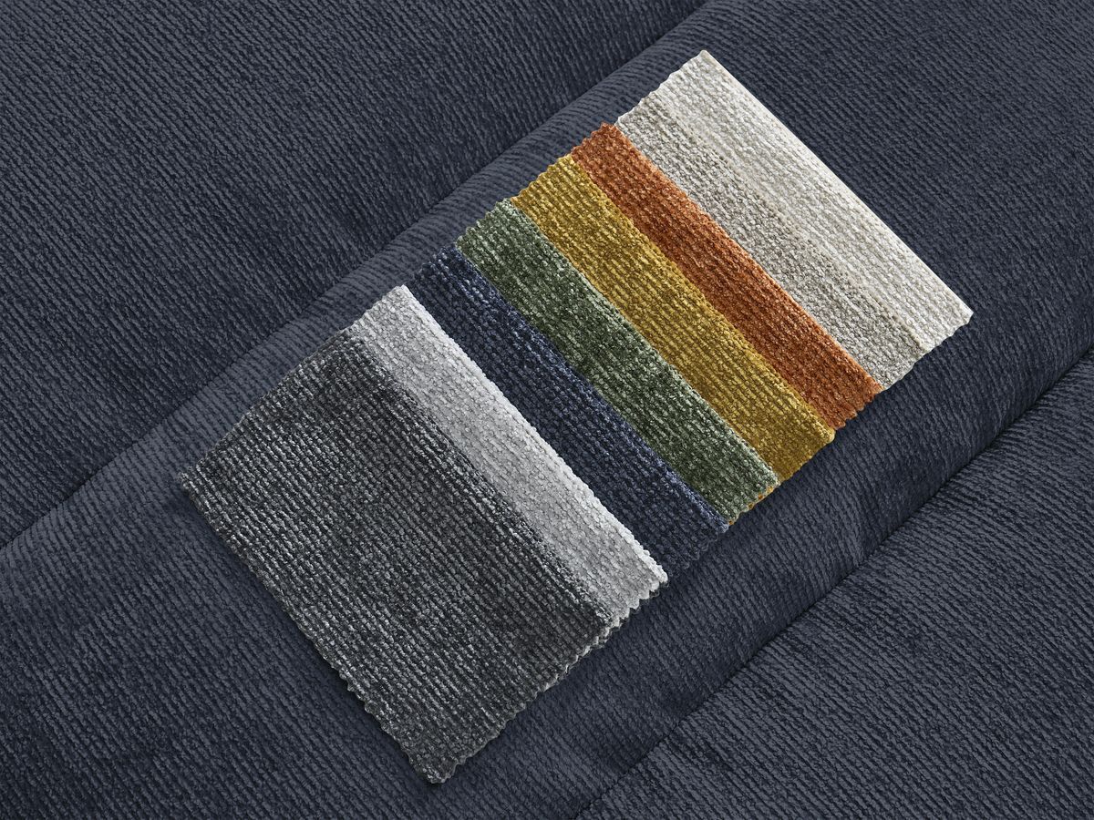 Canapé droit 3 places SIERRA texturé avec pouf bleu foncé — vue 4