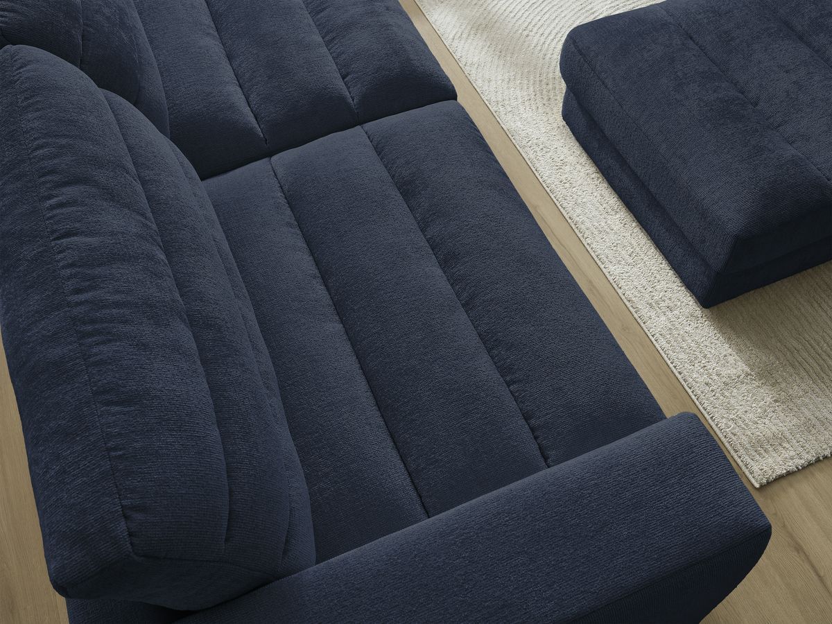 SIERRA vaste 3-zits rechte bank in structuurstof met voetenbank