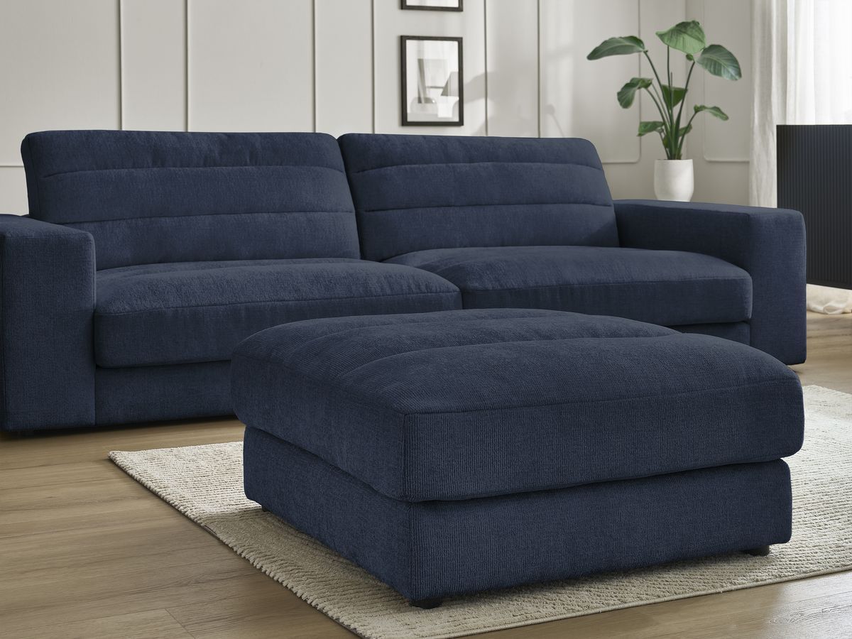 SIERRA vaste 3-zits rechte bank in structuurstof met voetenbank