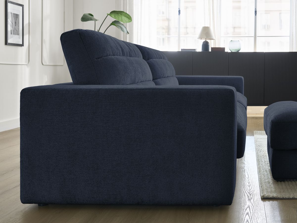 SIERRA vaste 3-zits rechte bank in structuurstof met voetenbank