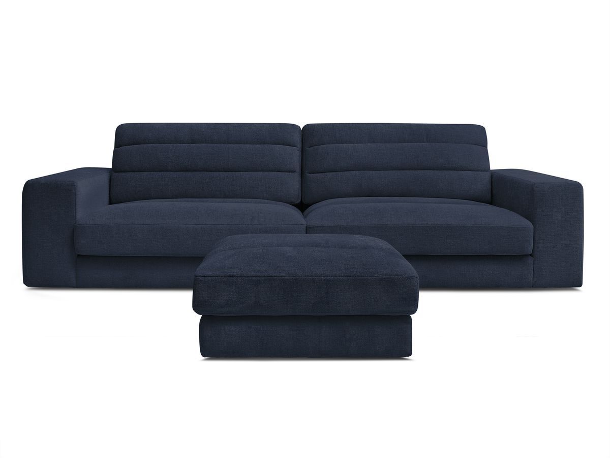 SIERRA vaste 3-zits rechte bank in structuurstof met voetenbank