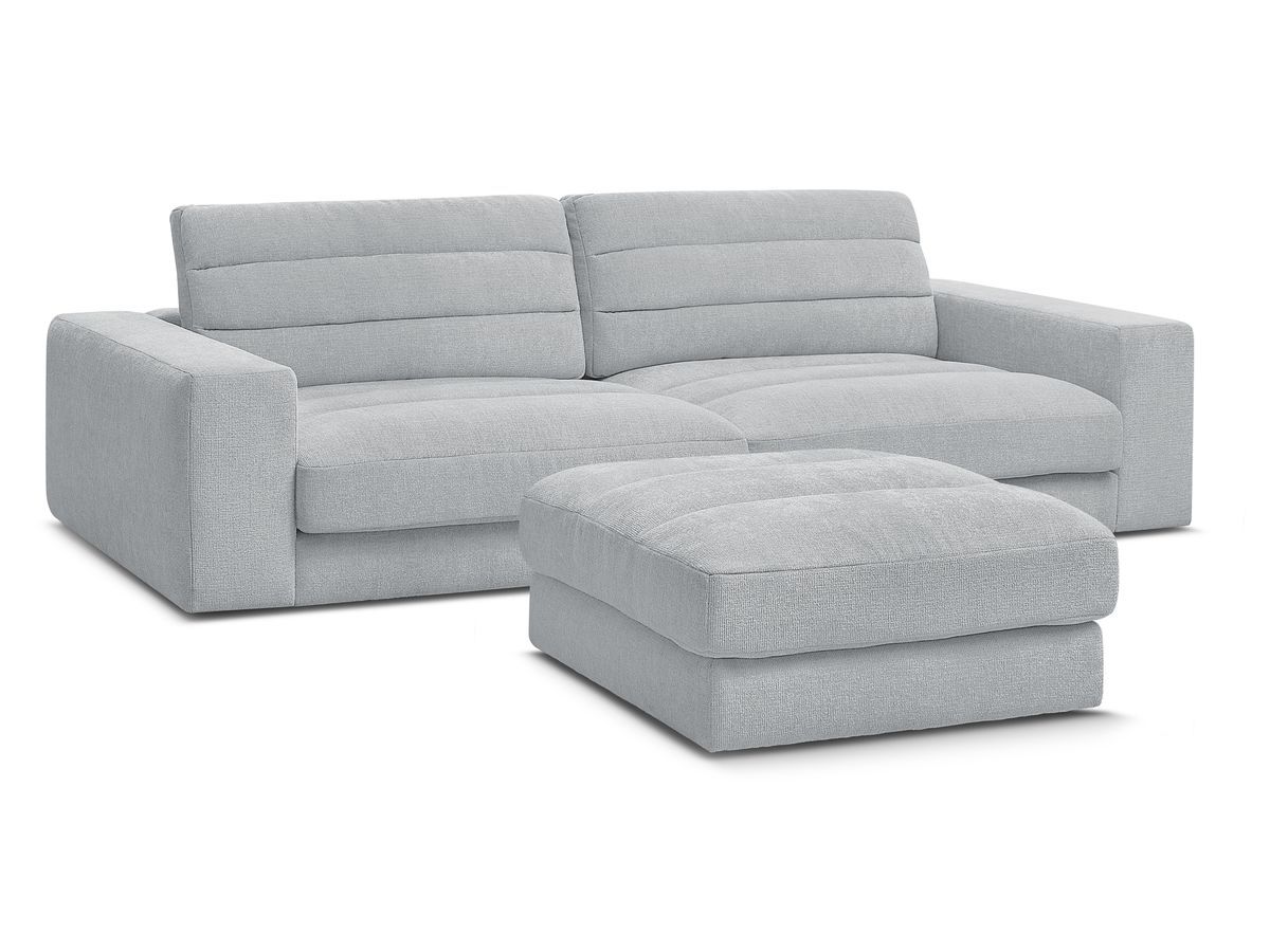 SIERRA vaste 3-zits rechte bank in structuurstof met voetenbank