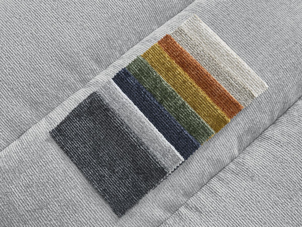 Canapé droit 3 places SIERRA texturé avec pouf gris clair — vue 4