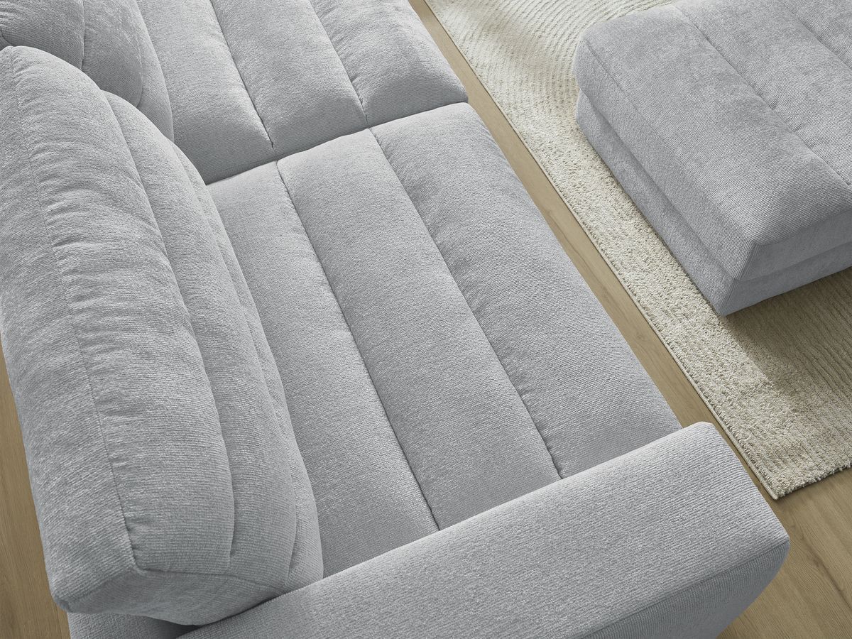 SIERRA vaste 3-zits rechte bank in structuurstof met voetenbank