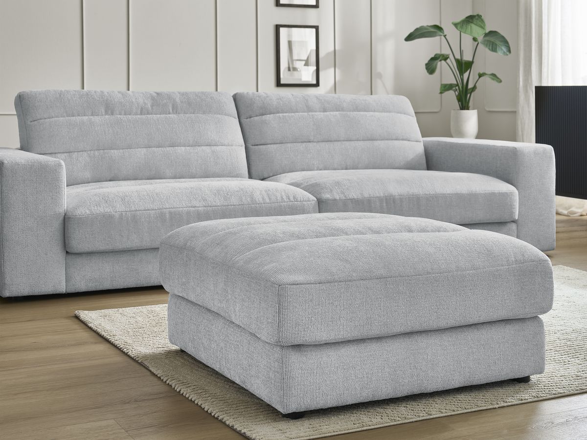 SIERRA vaste 3-zits rechte bank in structuurstof met voetenbank