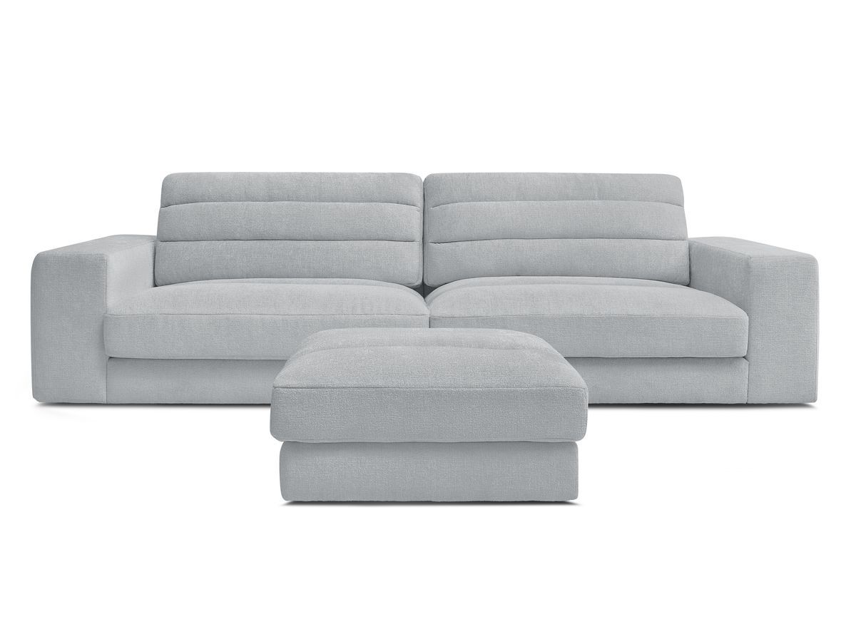 SIERRA vaste 3-zits rechte bank in structuurstof met voetenbank