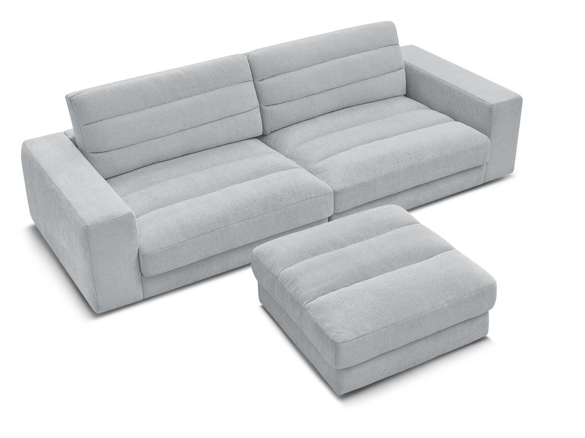 SIERRA vaste 3-zits rechte bank in structuurstof met voetenbank