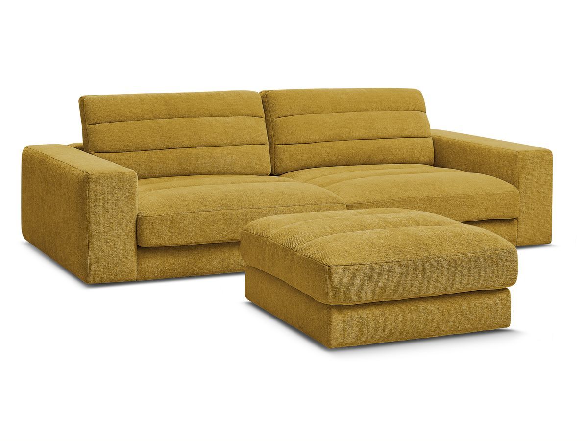 SIERRA vaste 3-zits rechte bank in structuurstof met voetenbank