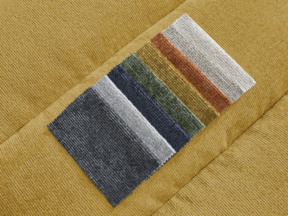 Canapé droit 3 places SIERRA texturé avec pouf jaune — vue 4