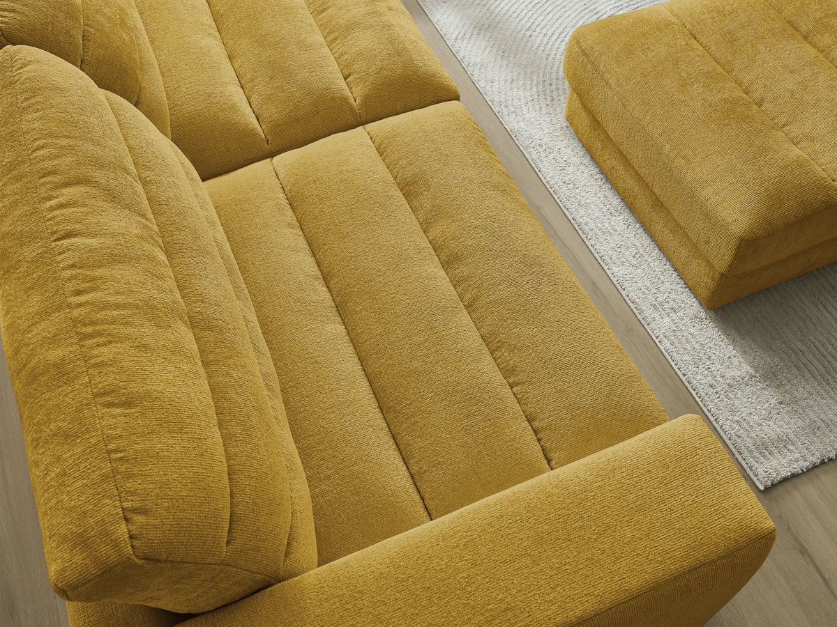 SIERRA vaste 3-zits rechte bank in structuurstof met voetenbank