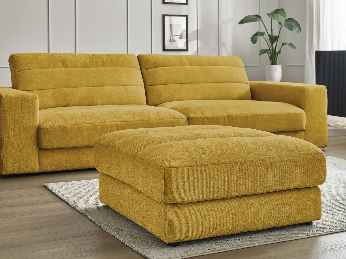 SIERRA vaste 3-zits rechte bank in structuurstof met voetenbank