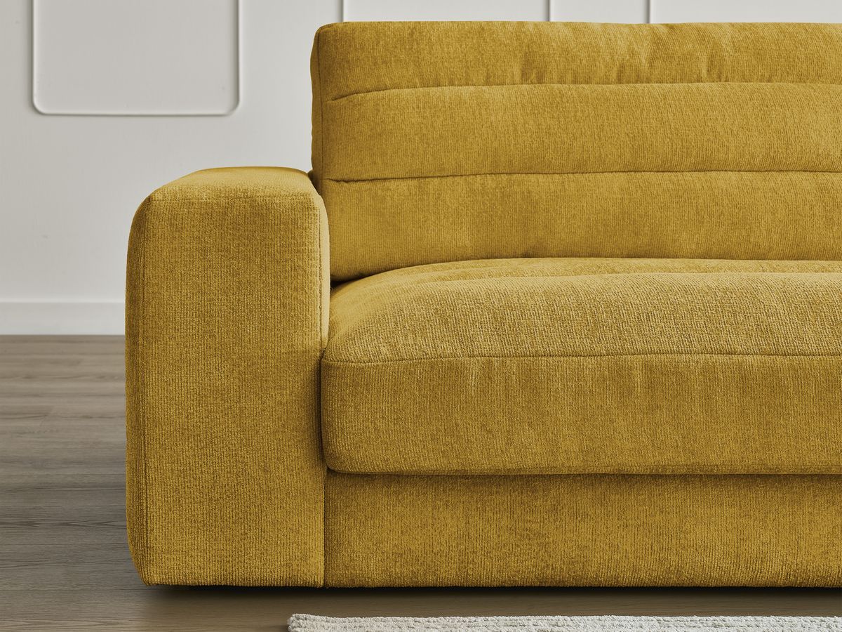 SIERRA vaste 3-zits rechte bank in structuurstof met voetenbank