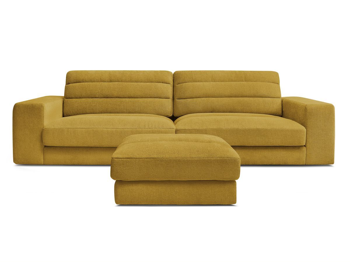 SIERRA vaste 3-zits rechte bank in structuurstof met voetenbank