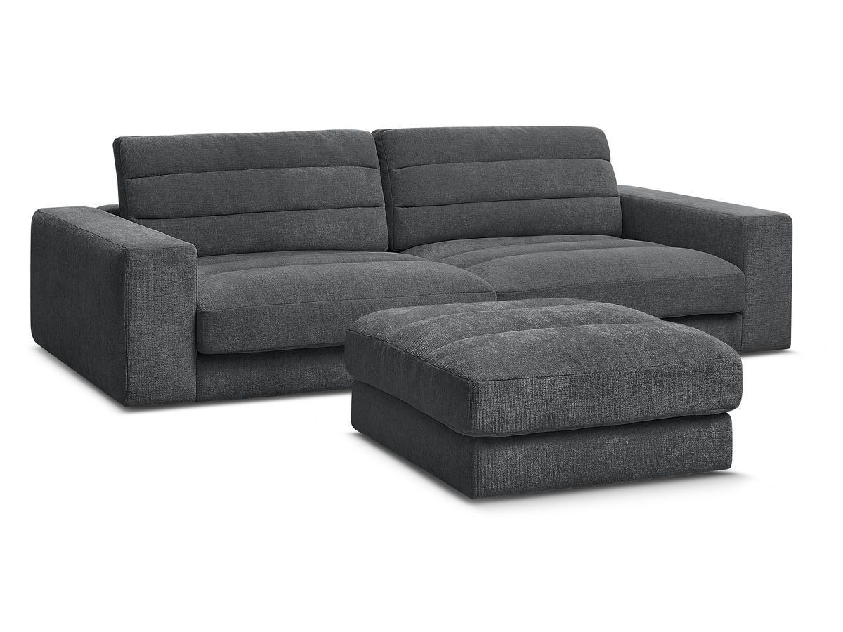 SIERRA vaste 3-zits rechte bank in structuurstof met voetenbank