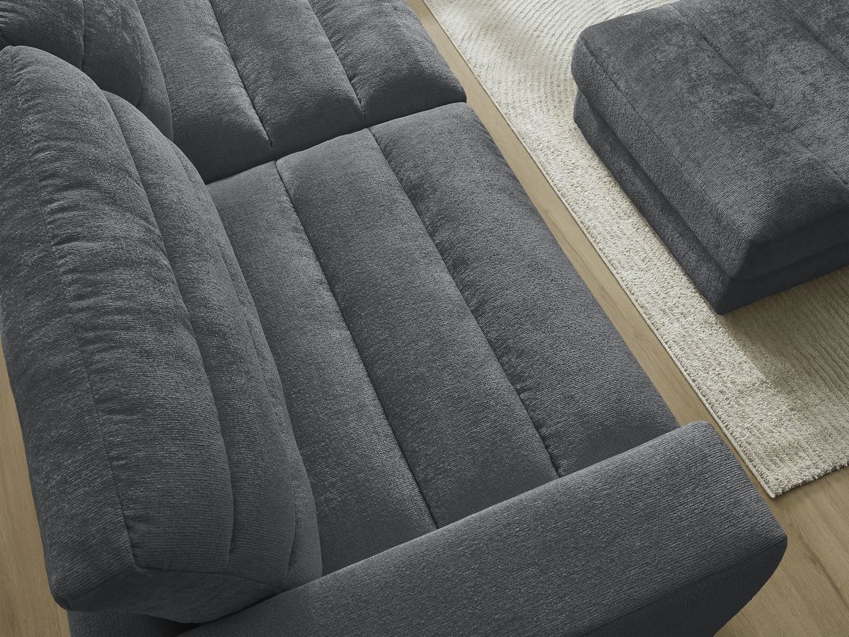 SIERRA vaste 3-zits rechte bank in structuurstof met voetenbank