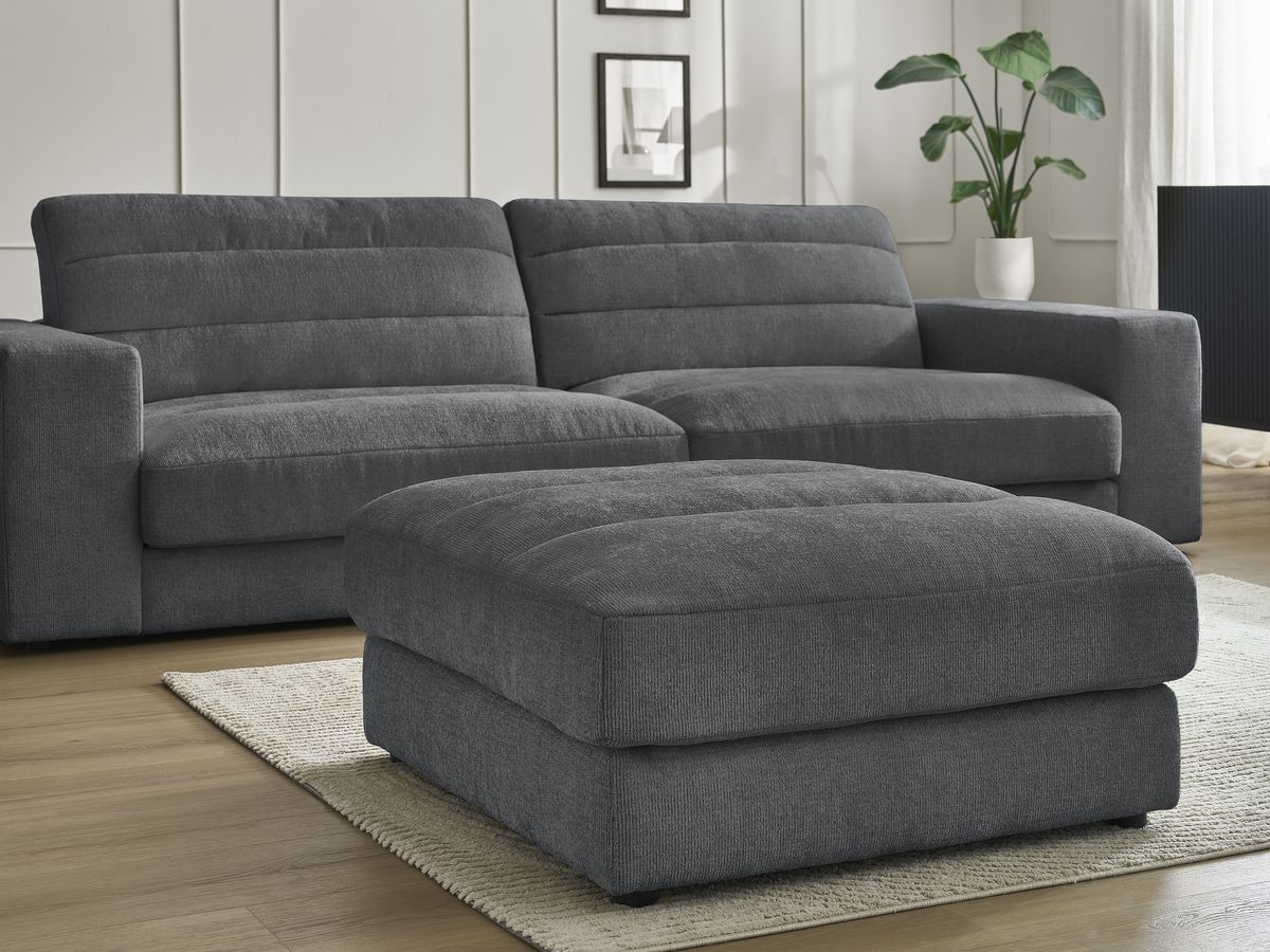 SIERRA vaste 3-zits rechte bank in structuurstof met voetenbank