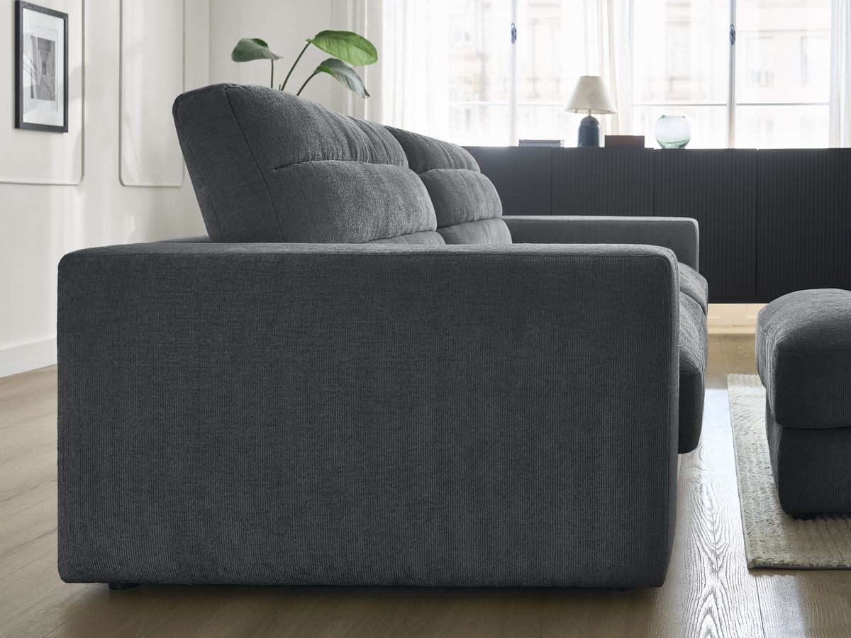 SIERRA vaste 3-zits rechte bank in structuurstof met voetenbank