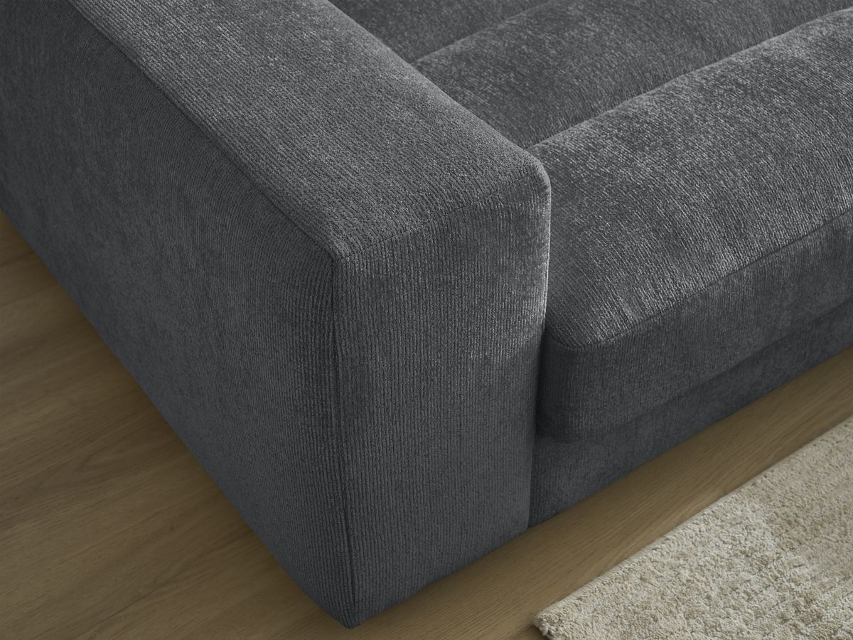 SIERRA vaste 3-zits rechte bank in structuurstof met voetenbank