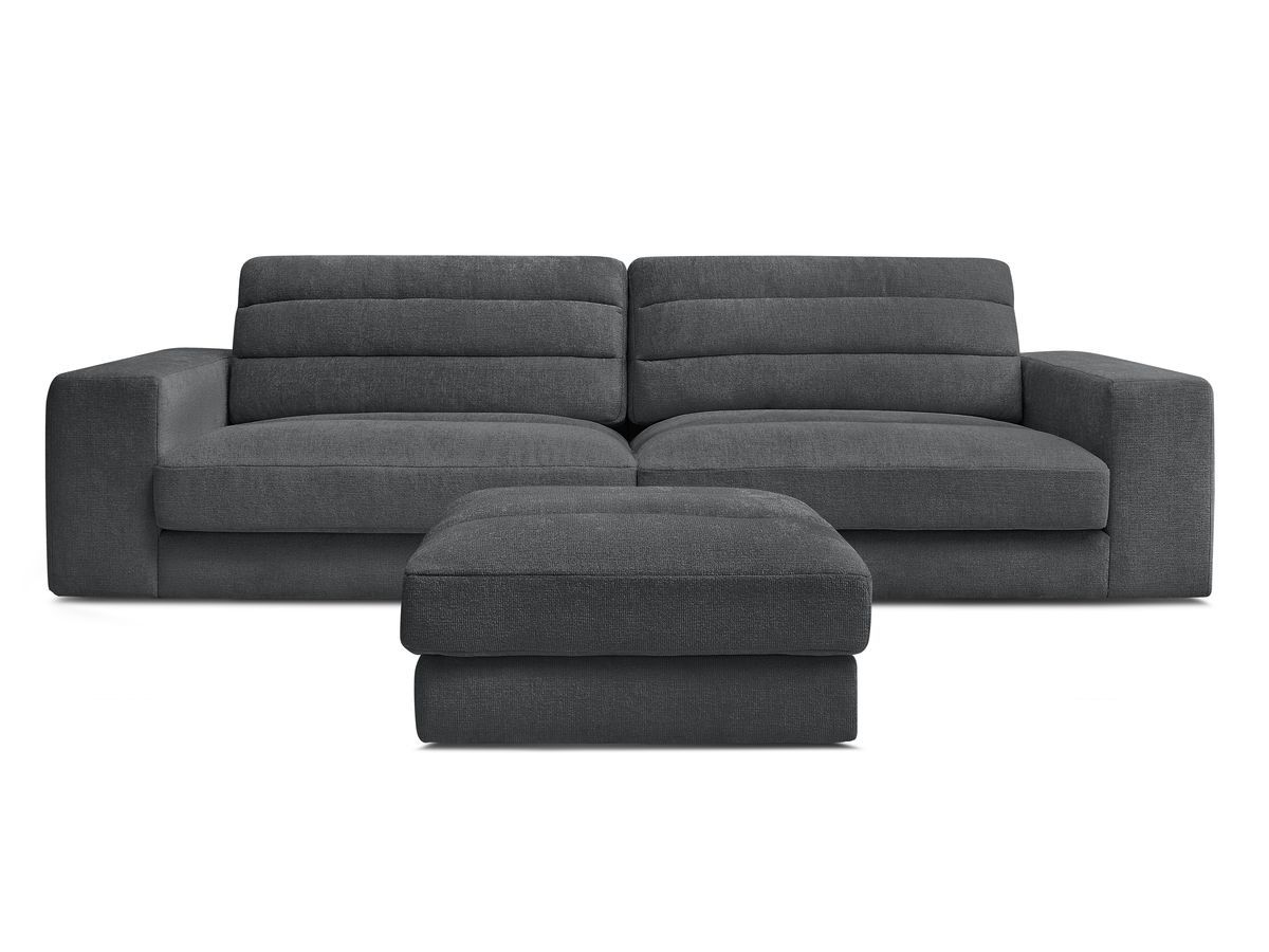 SIERRA vaste 3-zits rechte bank in structuurstof met voetenbank