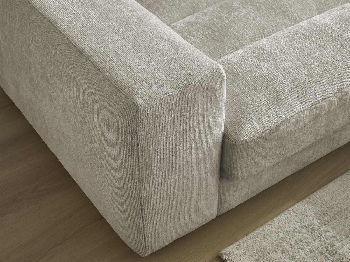 Canapé droit fixe 3 places SIERRA tissu texturé avec pouf