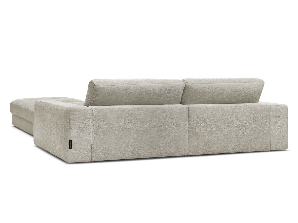 Canapé droit fixe 3 places SIERRA tissu texturé avec pouf