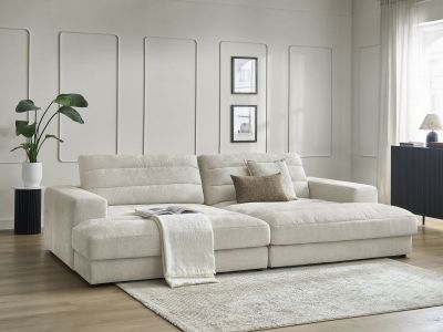 Canapé droit fixe 4 places SIERRA assise profonde tissu texturé