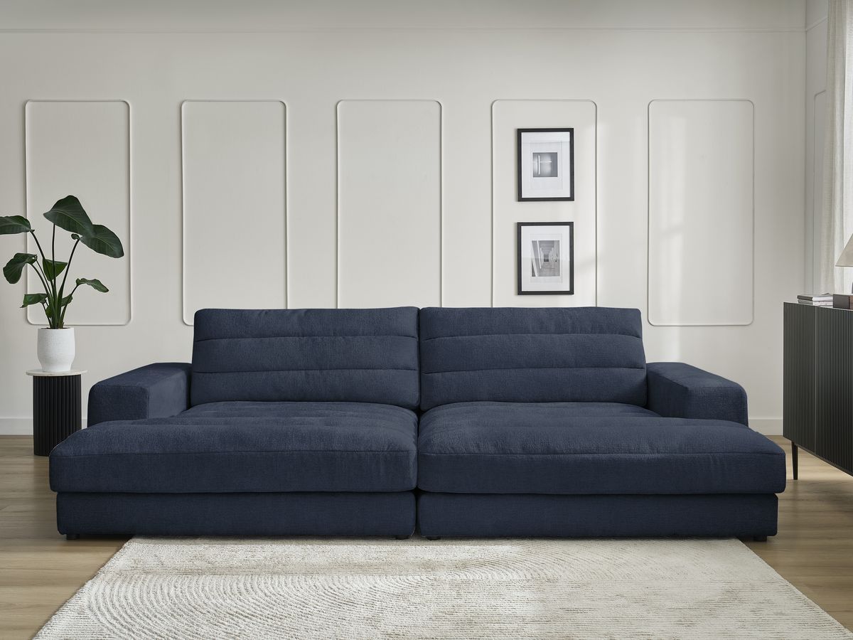 Canapé droit 4 places SIERRA assise profonde texturé bleu foncé — vue 5