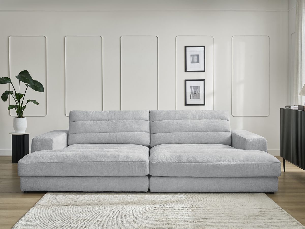 Canapé droit 4 places SIERRA assise profonde texturé gris clair — vue 5