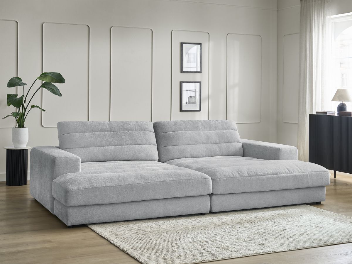 Canapé droit fixe 4 places SIERRA assise profonde tissu texturé