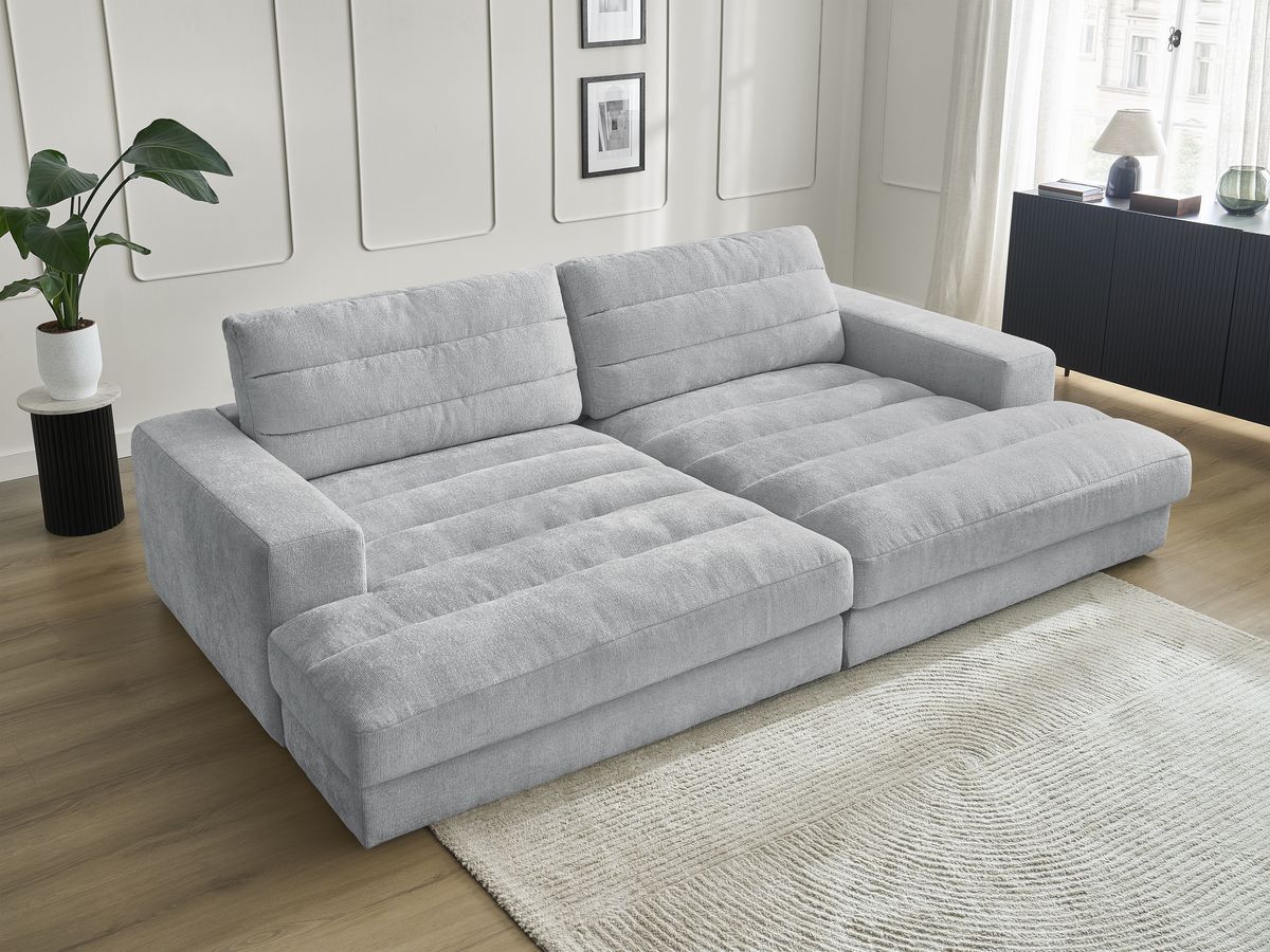 Canapé droit fixe 4 places SIERRA assise profonde tissu texturé
