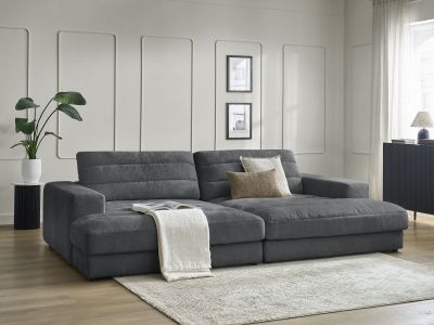 Canapé droit fixe 4 places SIERRA assise profonde tissu texturé