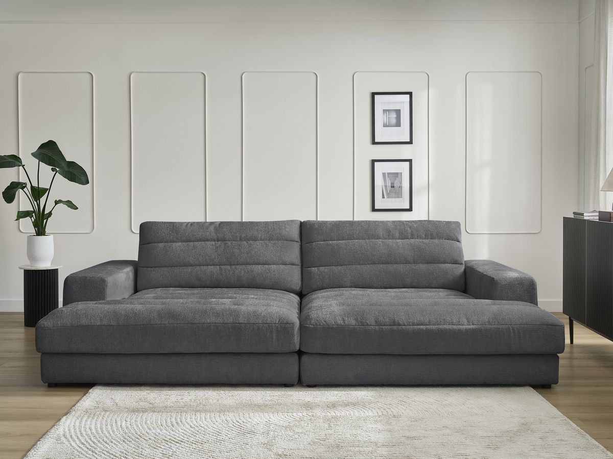 Canapé droit 4 places SIERRA assise profonde texturé gris foncé — vue 5