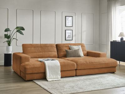 Canapé droit fixe 4 places SIERRA assise profonde tissu texturé