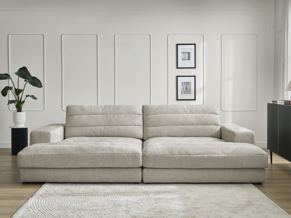 Canapé droit 4 places SIERRA assise profonde texturé taupe — vue 5