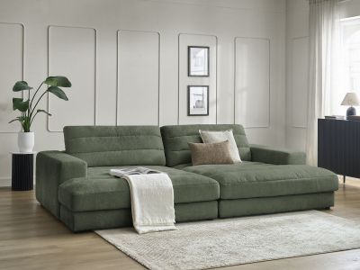 Canapé droit fixe 4 places SIERRA assise profonde tissu texturé