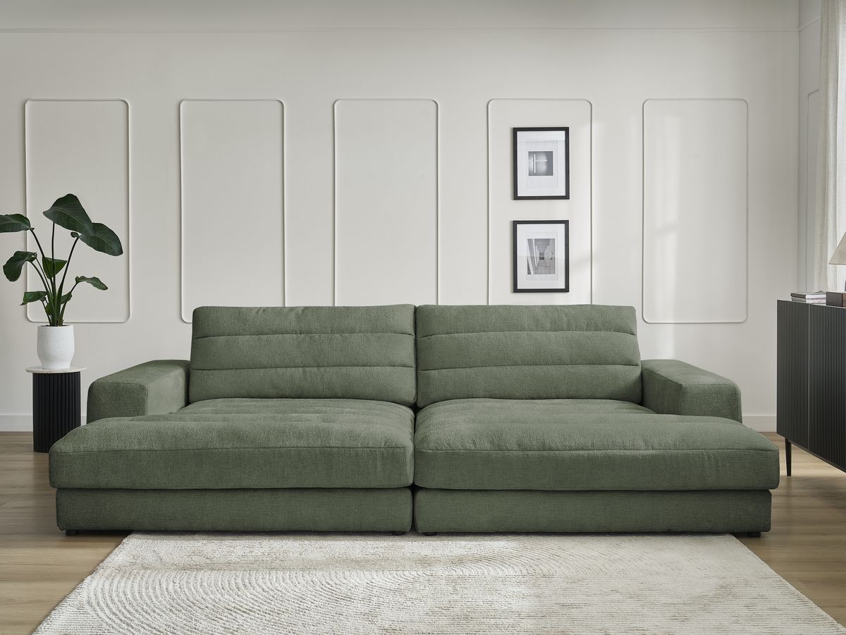 Canapé droit 4 places SIERRA assise profonde texturé vert — vue 5