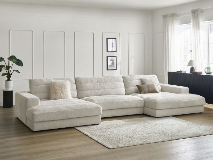 Canapé d'angle panoramique SIERRA tissu texturé