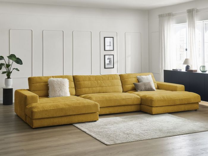 Canapé d'angle panoramique SIERRA tissu texturé