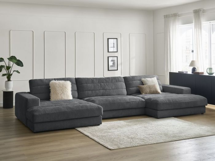 Canapé d'angle panoramique SIERRA tissu texturé