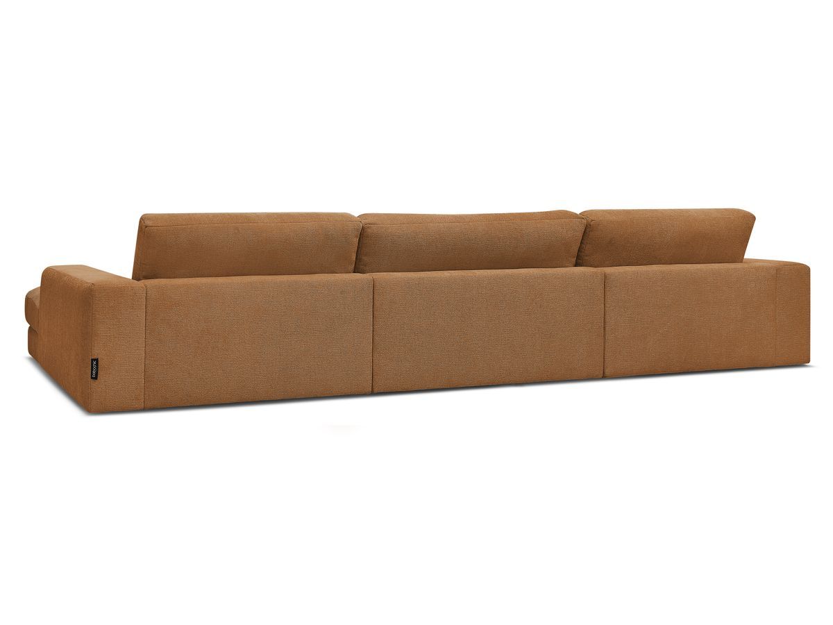 Canapé d'angle fixe EVEREST tissu chiné - Orange - Angle droit - 10 coussins