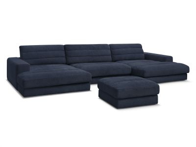 Canapé panoramique fixe SIERRA tissu texturé avec pouf